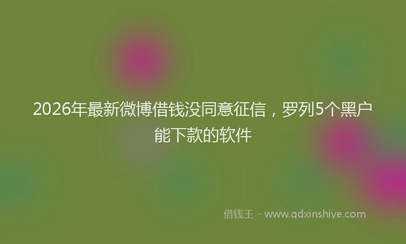 2026年最新微博借钱没同意征信，罗列5个黑户能下款的软件