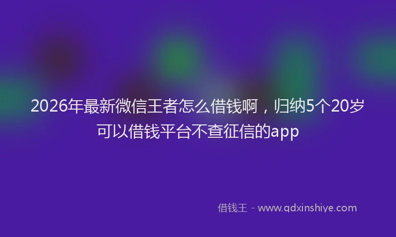 2026年最新微信王者怎么借钱啊，归纳5个20岁可以借钱平台不查征信的app