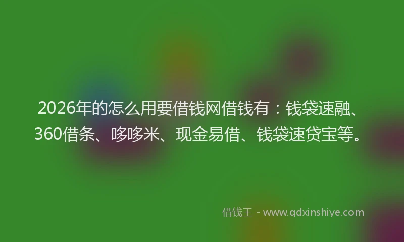 2026年的怎么用要借钱网借钱有:钱袋速融、360借条、哆哆米、现金易借、钱袋速贷宝等。