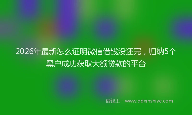 2026年最新怎么证明微信借钱没还完，归纳5个黑户成功获取大额贷款的平台
