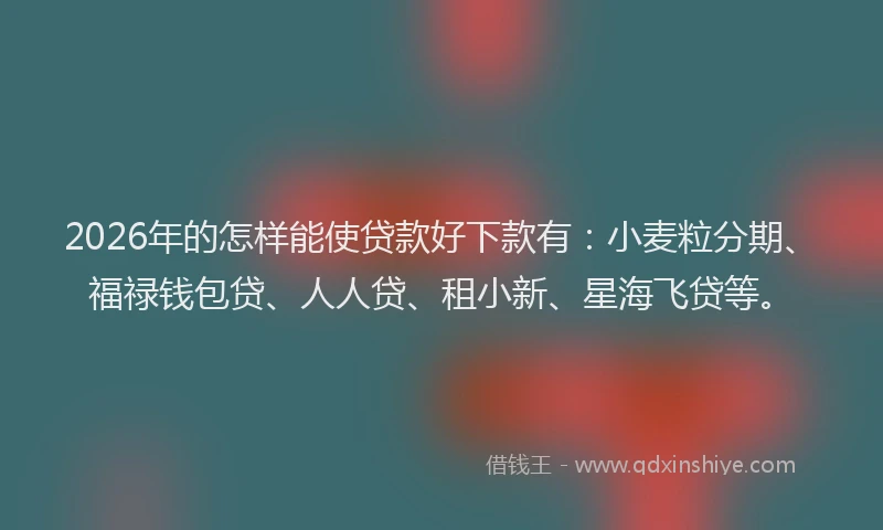 2026年的怎样能使贷款好下款有：小麦粒分期、福禄钱包贷、人人贷、租小新、星海飞贷等。
