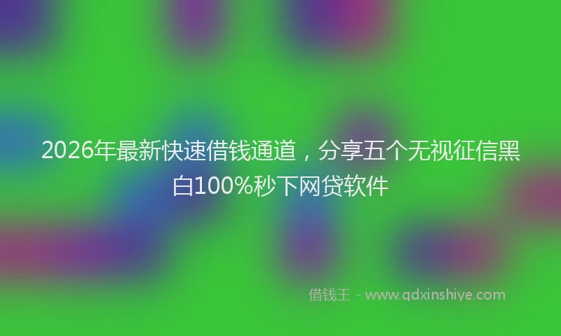2026年最新快速借钱通道，分享五个无视征信黑白100%秒下网贷软件