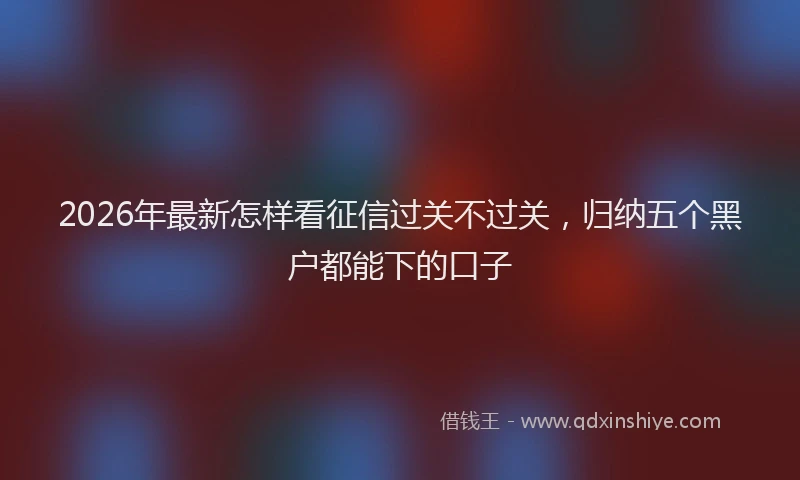 2026年最新怎样看征信过关不过关，归纳五个黑户都能下的口子
