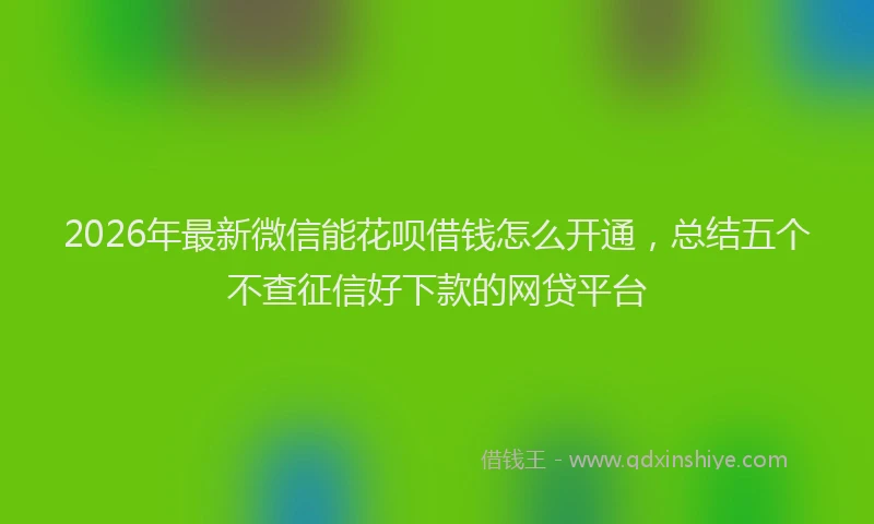 2026年最新微信能花呗借钱怎么开通，总结五个不查征信好下款的网贷平台