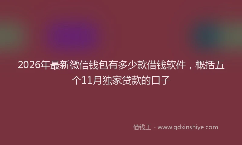 2026年最新微信钱包有多少款借钱软件，概括五个11月独家贷款的口子