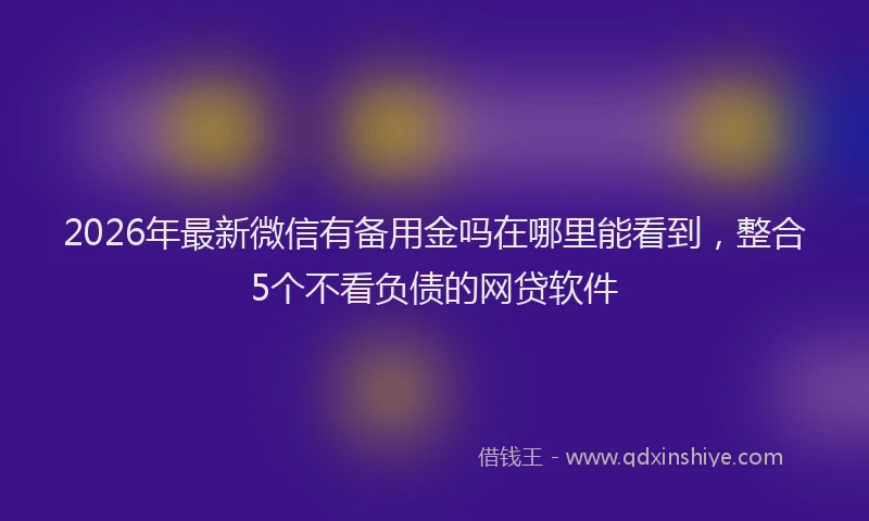 2026年最新微信有备用金吗在哪里能看到，整合5个不看负债的网贷软件