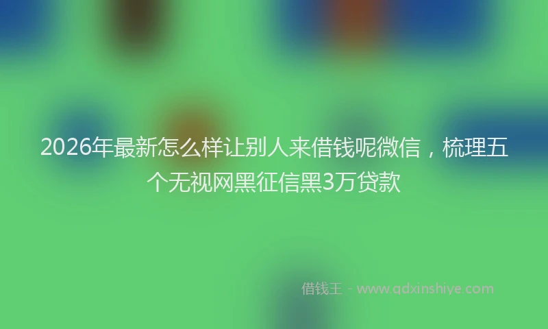 2026年最新怎么样让别人来借钱呢微信，梳理五个无视网黑征信黑3万贷款