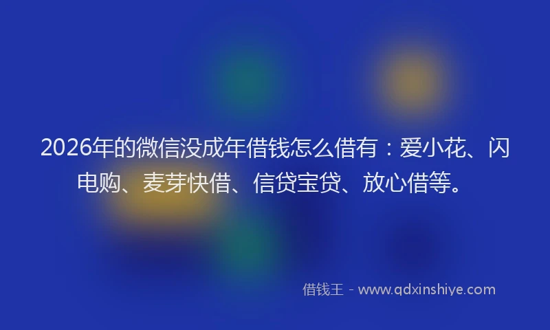 2026年的微信没成年借钱怎么借有：爱小花、闪电购、麦芽快借、信贷宝贷、放心借等。