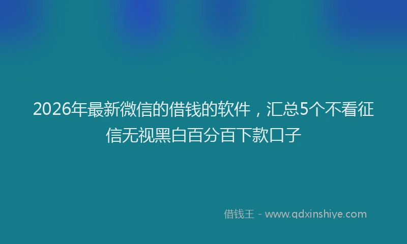 2026年最新微信的借钱的软件，汇总5个不看征信无视黑白百分百下款口子