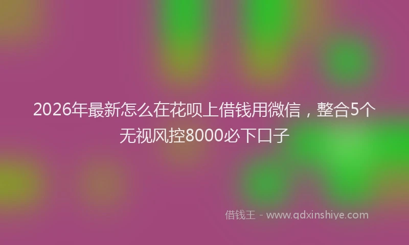 2026年最新怎么在花呗上借钱用微信，整合5个无视风控8000必下口子