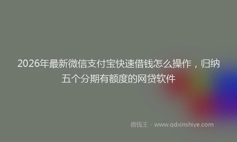 2026年最新微信支付宝快速借钱怎么操作，归纳五个分期有额度的网贷软件
