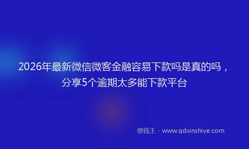2026年最新微信微客金融容易下款吗是真的吗，分享5个逾期太多能下款平台
