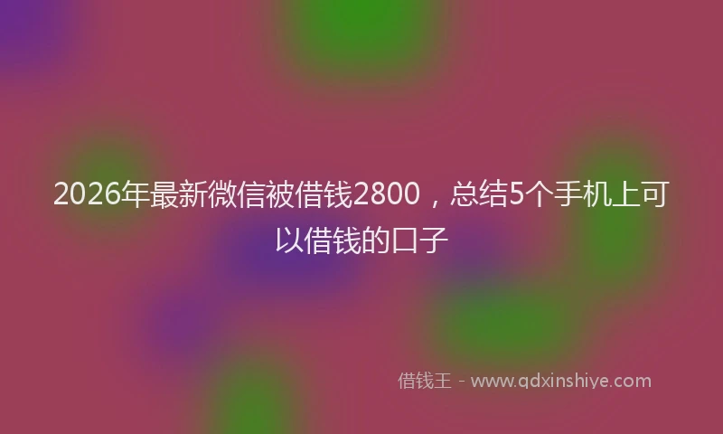2026年最新微信被借钱2800，总结5个手机上可以借钱的口子