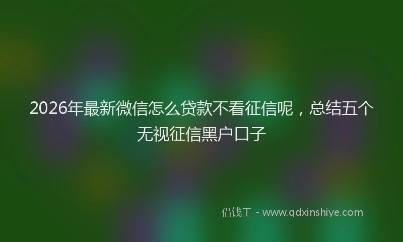 2026年最新微信怎么贷款不看征信呢，总结五个无视征信黑户口子