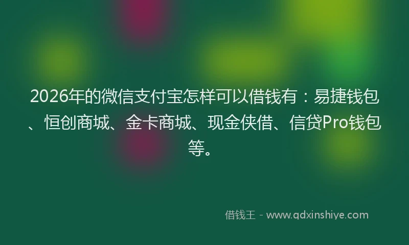 2026年的微信支付宝怎样可以借钱有：易捷钱包、恒创商城、金卡商城、现金侠借、信贷Pro钱包等。