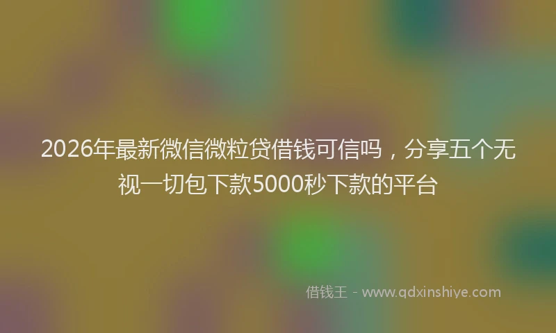 2026年最新微信微粒贷借钱可信吗，分享五个无视一切包下款5000秒下款的平台