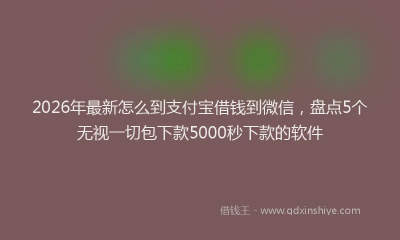 2026年最新怎么到支付宝借钱到微信，盘点5个无视一切包下款5000秒下款的软件