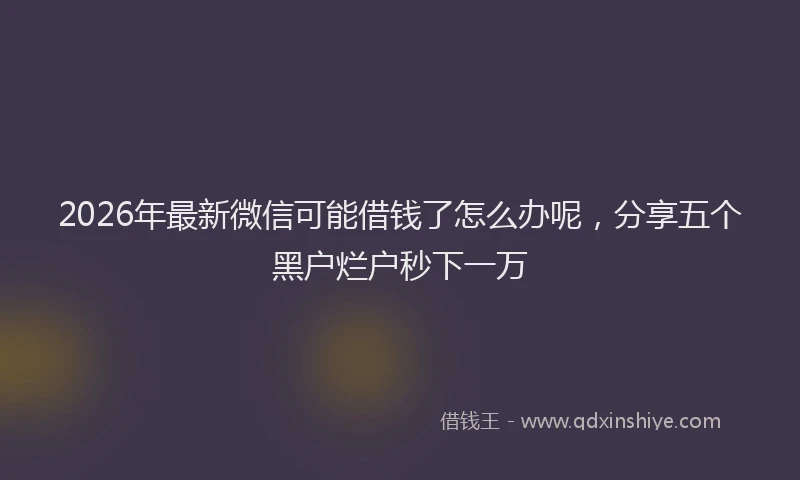 2026年最新微信可能借钱了怎么办呢，分享五个黑户烂户秒下一万