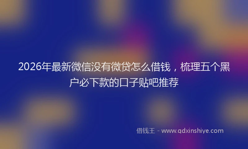 2026年最新微信没有微贷怎么借钱，梳理五个黑户必下款的口子贴吧推荐