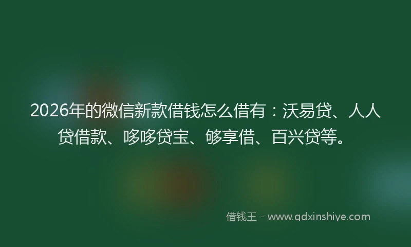 2026年的微信新款借钱怎么借有：沃易贷、人人贷借款、哆哆贷宝、够享借、百兴贷等。