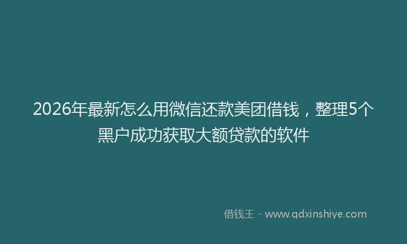 2026年最新怎么用微信还款美团借钱，整理5个黑户成功获取大额贷款的软件