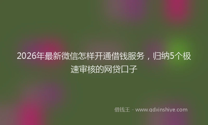 2026年最新微信怎样开通借钱服务，归纳5个极速审核的网贷口子