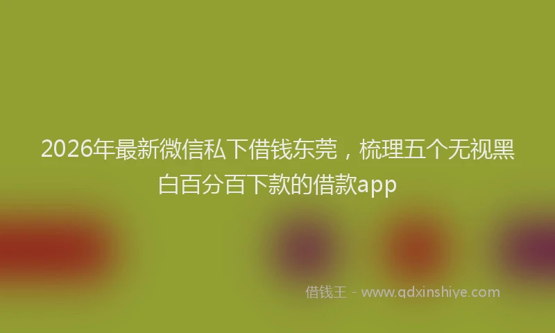 2026年最新微信私下借钱东莞，梳理五个无视黑白百分百下款的借款app