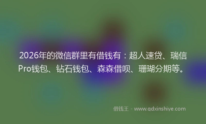 2026年的微信群里有借钱有：超人速贷、瑞信Pro钱包、钻石钱包、森森借呗、珊瑚分期等。