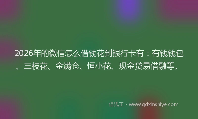 2026年的微信怎么借钱花到银行卡有：有钱钱包、三枝花、金满仓、恒小花、现金贷易借融等。