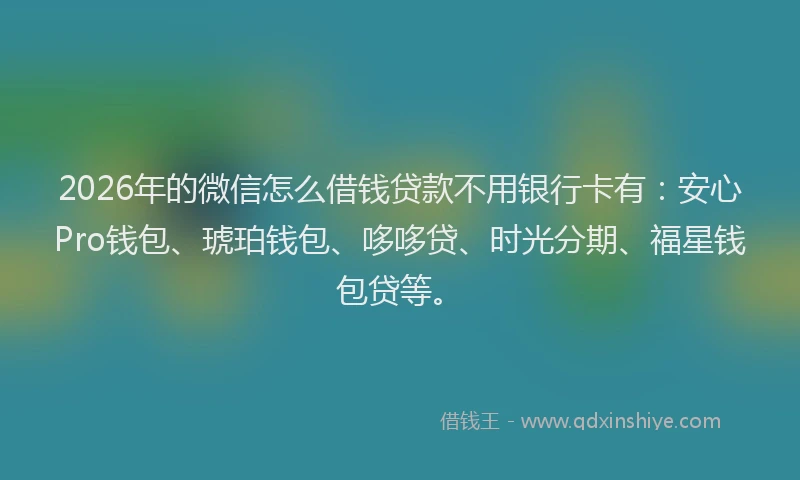2026年的微信怎么借钱贷款不用银行卡有：安心Pro钱包、琥珀钱包、哆哆贷、时光分期、福星钱包贷等。