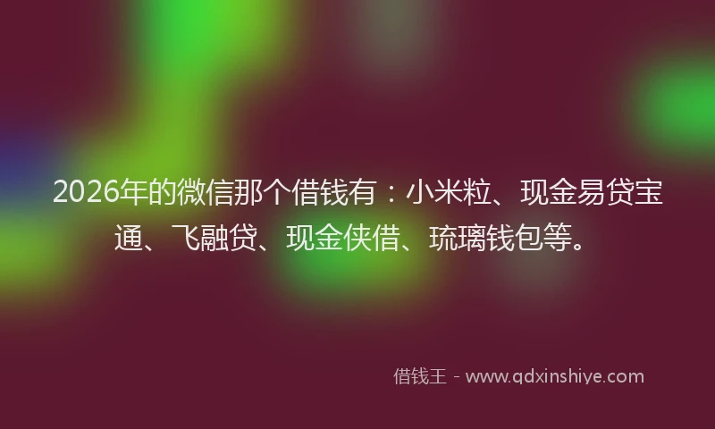 2026年的微信那个借钱有：小米粒、现金易贷宝通、飞融贷、现金侠借、琉璃钱包等。