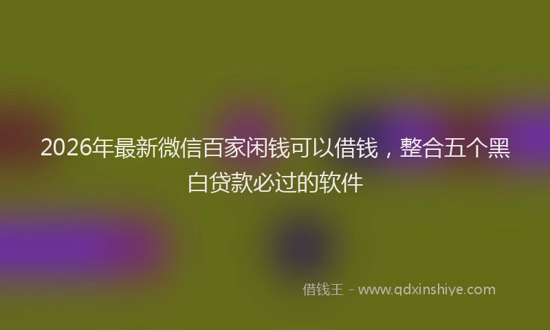2026年最新微信百家闲钱可以借钱，整合五个黑白贷款必过的软件