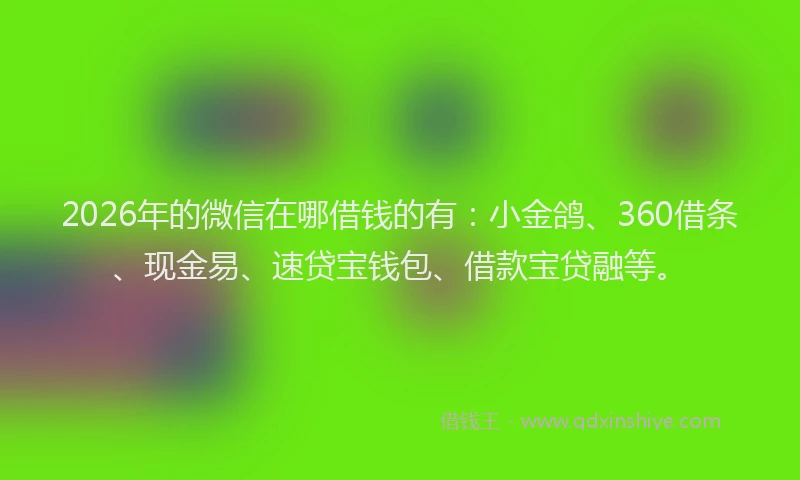 2026年的微信在哪借钱的有：小金鸽、360借条、现金易、速贷宝钱包、借款宝贷融等。