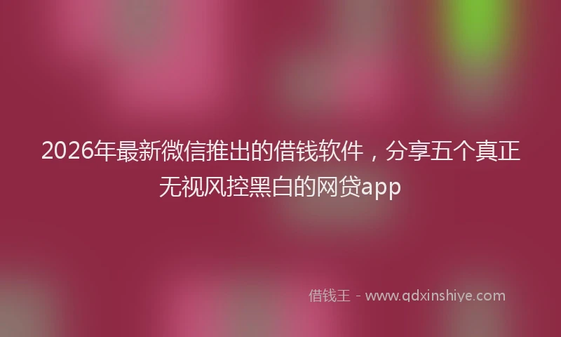 2026年最新微信推出的借钱软件，分享五个真正无视风控黑白的网贷app