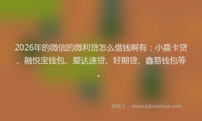 2026年的微信的微利贷怎么借钱啊有：小赢卡贷、融悦宝钱包、爱达速贷、好期贷、鑫易钱包等。