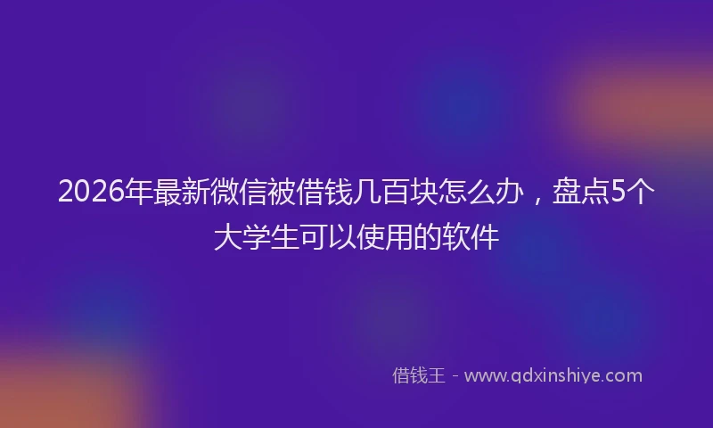 2026年最新微信被借钱几百块怎么办，盘点5个大学生可以使用的软件