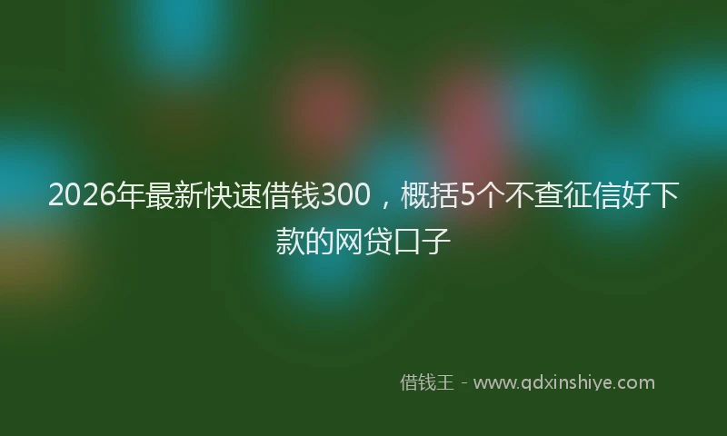 2026年最新快速借钱300，概括5个不查征信好下款的网贷口子