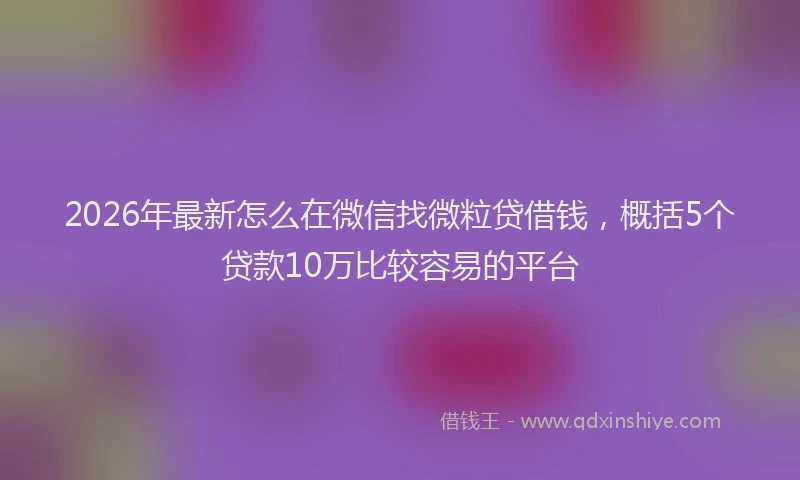 2026年最新怎么在微信找微粒贷借钱,概括5个贷款10万比较容易的平台