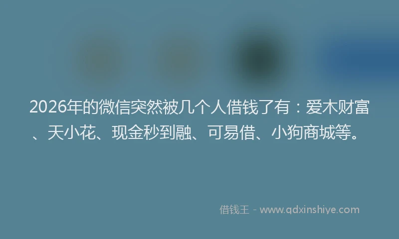 2026年的微信突然被几个人借钱了有：爱木财富、天小花、现金秒到融、可易借、小狗商城等。
