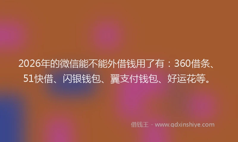 2026年的微信能不能外借钱用了有：360借条、51快借、闪银钱包、翼支付钱包、好运花等。