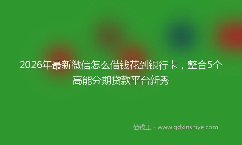 2026年最新微信怎么借钱花到银行卡，整合5个高能分期贷款平台新秀