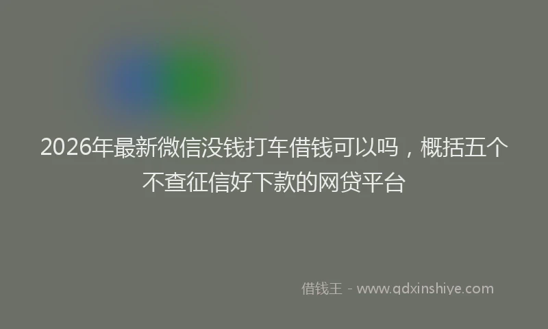 2026年最新微信没钱打车借钱可以吗，概括五个不查征信好下款的网贷平台