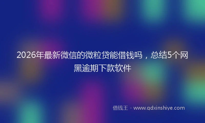 2026年最新微信的微粒贷能借钱吗，总结5个网黑逾期下款软件