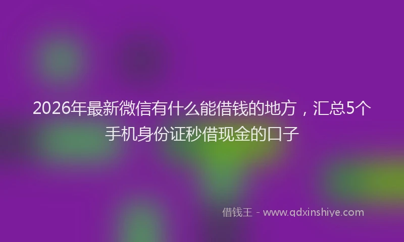 2026年最新微信有什么能借钱的地方，汇总5个手机身份证秒借现金的口子