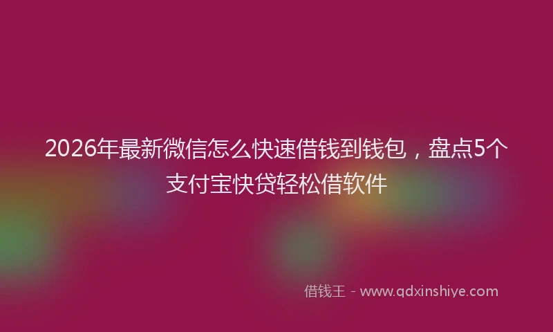2026年最新微信怎么快速借钱到钱包，盘点5个支付宝快贷轻松借软件