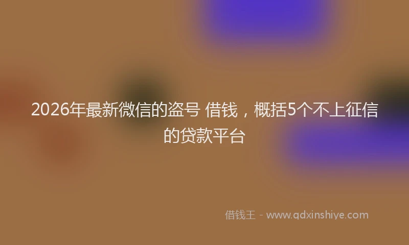 2026年最新微信的盗号 借钱，概括5个不上征信的贷款平台