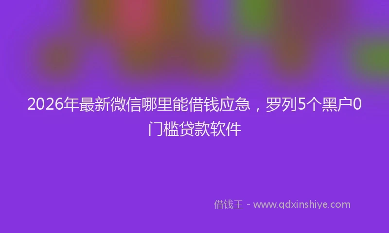 2026年最新微信哪里能借钱应急，罗列5个黑户0门槛贷款软件