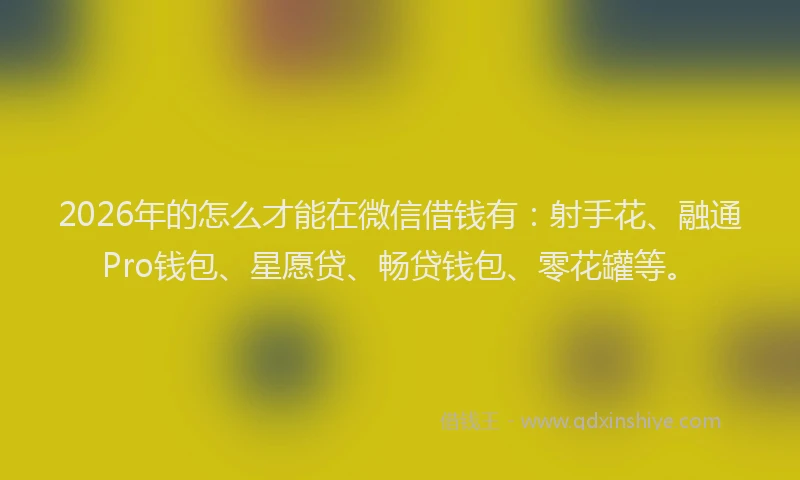 2026年的怎么才能在微信借钱有：射手花、融通Pro钱包、星愿贷、畅贷钱包、零花罐等。