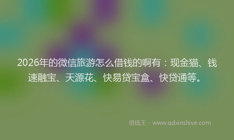 2026年的微信旅游怎么借钱的啊有：现金猫、钱速融宝、天源花、快易贷宝盒、快贷通等。