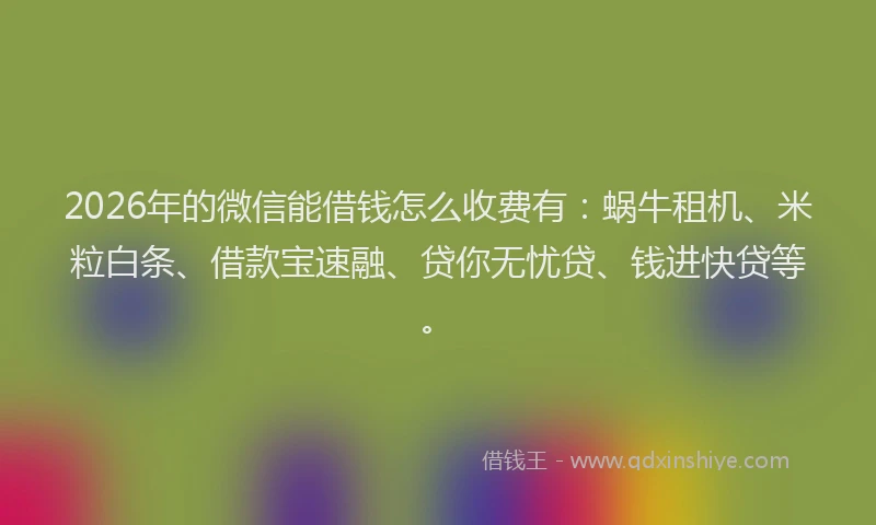 2026年的微信能借钱怎么收费有：蜗牛租机、米粒白条、借款宝速融、贷你无忧贷、钱进快贷等。
